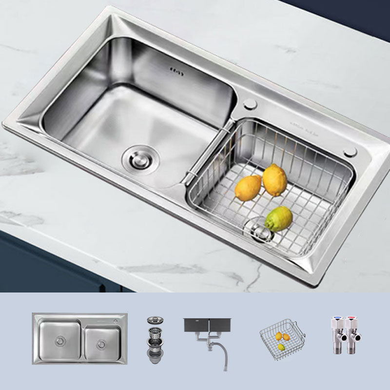Modern Style Sink Stainless Steel Drop-In Noise-cancelling Design Sink for Kitchen Sink Only None Clearhalo 'Home Improvement' 'home_improvement' 'home_improvement_kitchen_sinks' 'Kitchen Remodel & Kitchen Fixtures' 'Kitchen Sinks & Faucet Components' 'Kitchen Sinks' 'kitchen_sinks' 6727329