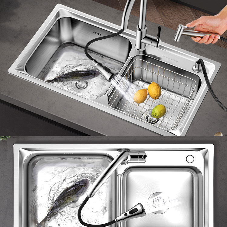 Modern Style Sink Stainless Steel Drop-In Noise-cancelling Design Sink for Kitchen Clearhalo 'Home Improvement' 'home_improvement' 'home_improvement_kitchen_sinks' 'Kitchen Remodel & Kitchen Fixtures' 'Kitchen Sinks & Faucet Components' 'Kitchen Sinks' 'kitchen_sinks' 6727331