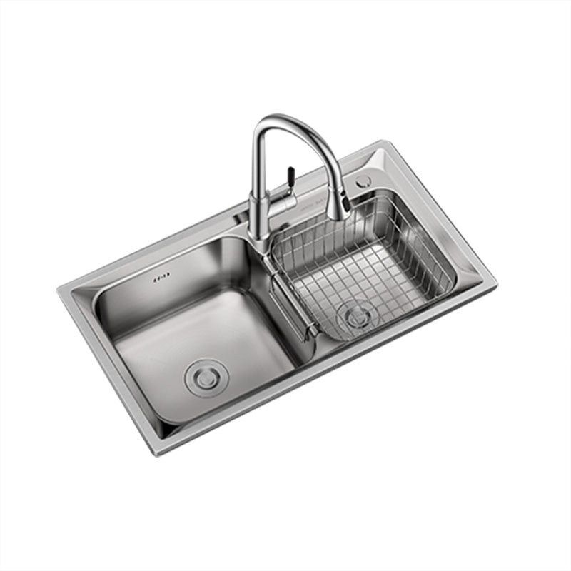Modern Style Sink Stainless Steel Drop-In Noise-cancelling Design Sink for Kitchen Clearhalo 'Home Improvement' 'home_improvement' 'home_improvement_kitchen_sinks' 'Kitchen Remodel & Kitchen Fixtures' 'Kitchen Sinks & Faucet Components' 'Kitchen Sinks' 'kitchen_sinks' 6727336