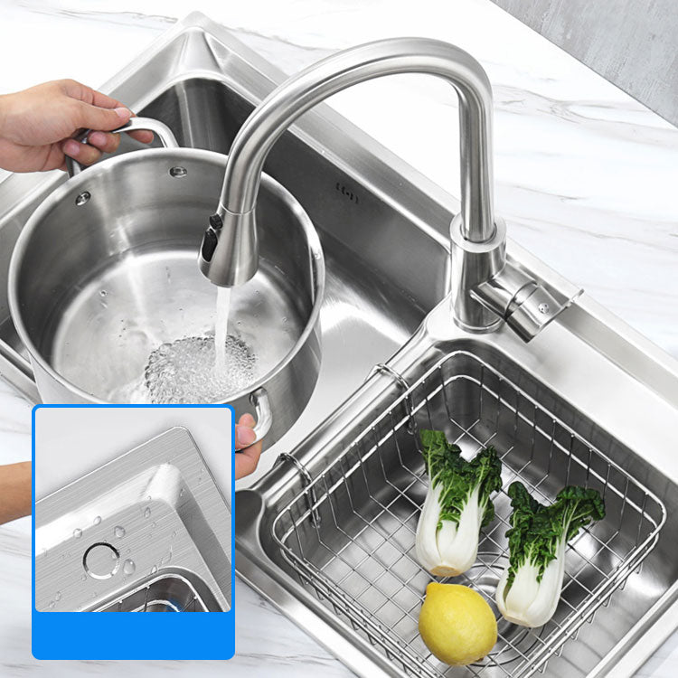 Modern Style Sink Stainless Steel Drop-In Noise-cancelling Design Sink for Kitchen Clearhalo 'Home Improvement' 'home_improvement' 'home_improvement_kitchen_sinks' 'Kitchen Remodel & Kitchen Fixtures' 'Kitchen Sinks & Faucet Components' 'Kitchen Sinks' 'kitchen_sinks' 6727337