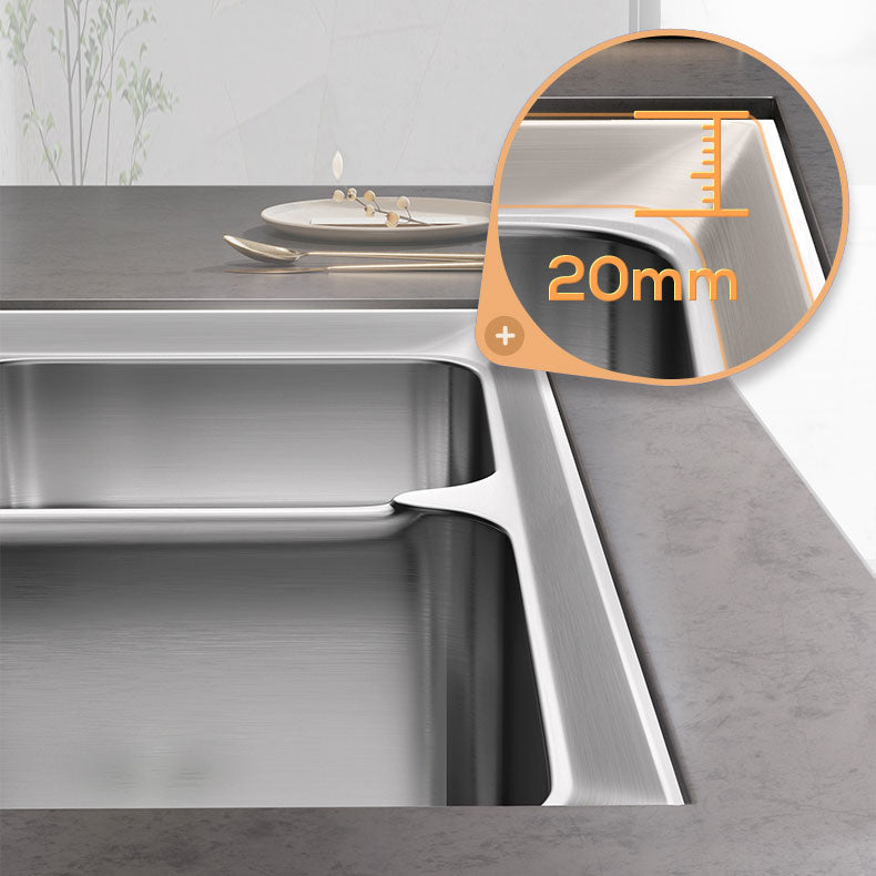 Modern Style Sink Stainless Steel Drop-In Noise-cancelling Design Sink for Kitchen Clearhalo 'Home Improvement' 'home_improvement' 'home_improvement_kitchen_sinks' 'Kitchen Remodel & Kitchen Fixtures' 'Kitchen Sinks & Faucet Components' 'Kitchen Sinks' 'kitchen_sinks' 6727342