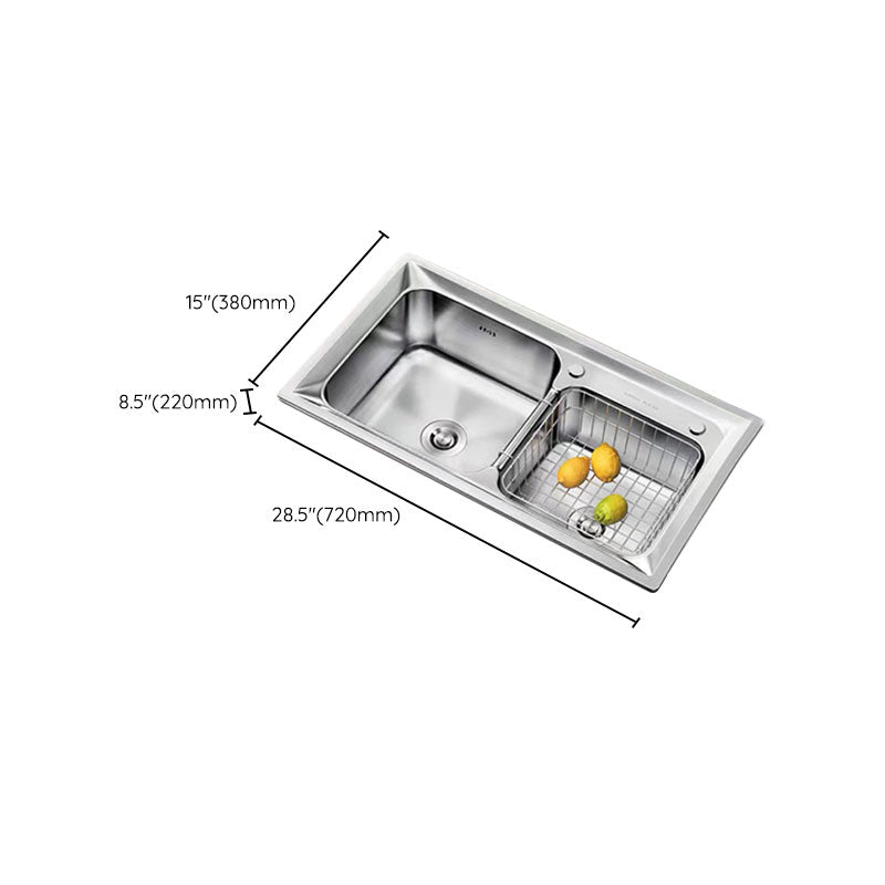 Modern Style Sink Stainless Steel Drop-In Noise-cancelling Design Sink for Kitchen Clearhalo 'Home Improvement' 'home_improvement' 'home_improvement_kitchen_sinks' 'Kitchen Remodel & Kitchen Fixtures' 'Kitchen Sinks & Faucet Components' 'Kitchen Sinks' 'kitchen_sinks' 6727347
