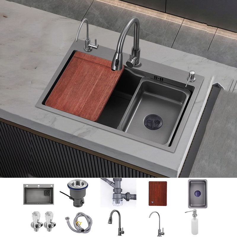 Modern Style Kitchen Sink Stainless Steel 3 Holes Drop-In Kitchen Sink Sink with Faucet Double Tap for Water Purification Clearhalo 'Home Improvement' 'home_improvement' 'home_improvement_kitchen_sinks' 'Kitchen Remodel & Kitchen Fixtures' 'Kitchen Sinks & Faucet Components' 'Kitchen Sinks' 'kitchen_sinks' 6727378