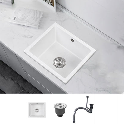 Modern Style Kitchen Sink Quartz Single Bowl Kitchen Sink with Square Shape Sink Only None Clearhalo 'Home Improvement' 'home_improvement' 'home_improvement_kitchen_sinks' 'Kitchen Remodel & Kitchen Fixtures' 'Kitchen Sinks & Faucet Components' 'Kitchen Sinks' 'kitchen_sinks' 6727401