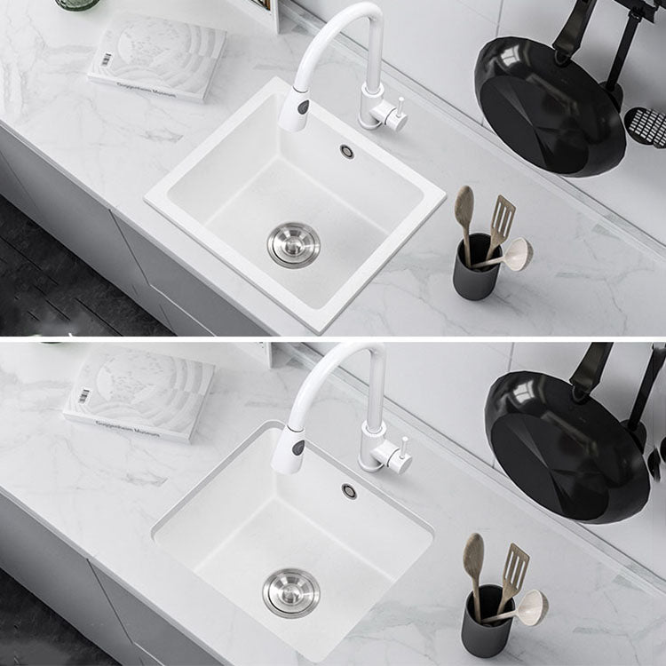 Modern Style Kitchen Sink Quartz Single Bowl Kitchen Sink with Square Shape Clearhalo 'Home Improvement' 'home_improvement' 'home_improvement_kitchen_sinks' 'Kitchen Remodel & Kitchen Fixtures' 'Kitchen Sinks & Faucet Components' 'Kitchen Sinks' 'kitchen_sinks' 6727403