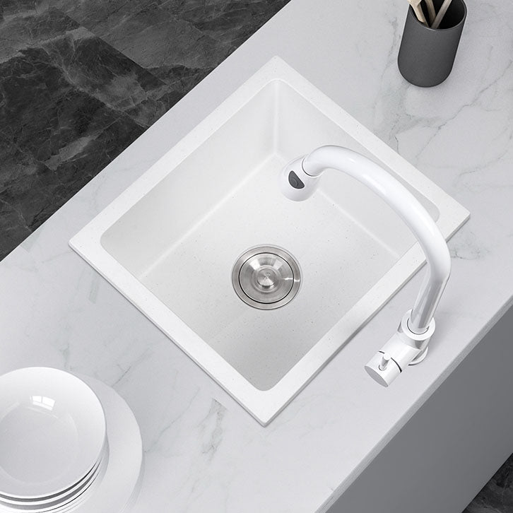 Modern Style Kitchen Sink Quartz Single Bowl Kitchen Sink with Square Shape Clearhalo 'Home Improvement' 'home_improvement' 'home_improvement_kitchen_sinks' 'Kitchen Remodel & Kitchen Fixtures' 'Kitchen Sinks & Faucet Components' 'Kitchen Sinks' 'kitchen_sinks' 6727415