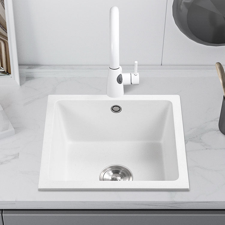 Modern Style Kitchen Sink Quartz Single Bowl Kitchen Sink with Square Shape Clearhalo 'Home Improvement' 'home_improvement' 'home_improvement_kitchen_sinks' 'Kitchen Remodel & Kitchen Fixtures' 'Kitchen Sinks & Faucet Components' 'Kitchen Sinks' 'kitchen_sinks' 6727416