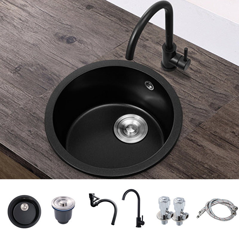 Quartz Kitchen Sink Modern Single Bowl Kitchen Sink with Round Shape Sink with Faucet Round Faucet Clearhalo 'Home Improvement' 'home_improvement' 'home_improvement_kitchen_sinks' 'Kitchen Remodel & Kitchen Fixtures' 'Kitchen Sinks & Faucet Components' 'Kitchen Sinks' 'kitchen_sinks' 6727481