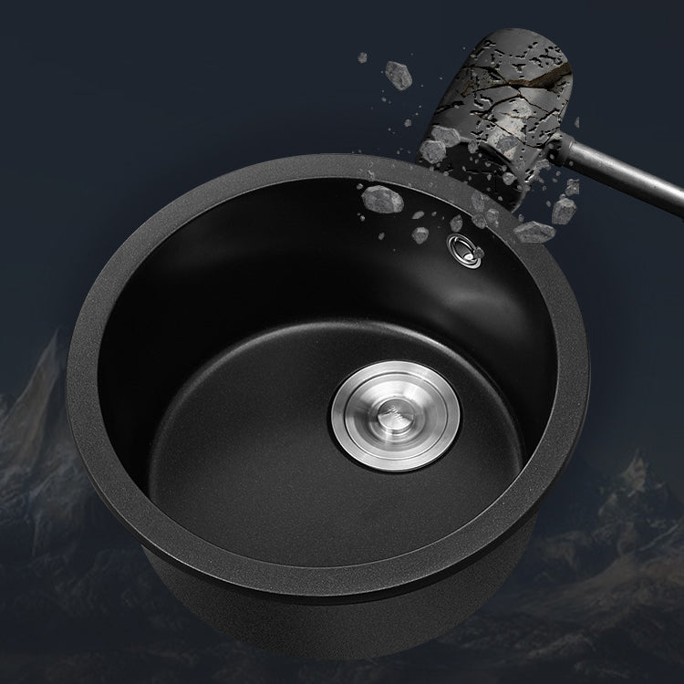 Quartz Kitchen Sink Modern Single Bowl Kitchen Sink with Round Shape Clearhalo 'Home Improvement' 'home_improvement' 'home_improvement_kitchen_sinks' 'Kitchen Remodel & Kitchen Fixtures' 'Kitchen Sinks & Faucet Components' 'Kitchen Sinks' 'kitchen_sinks' 6727485