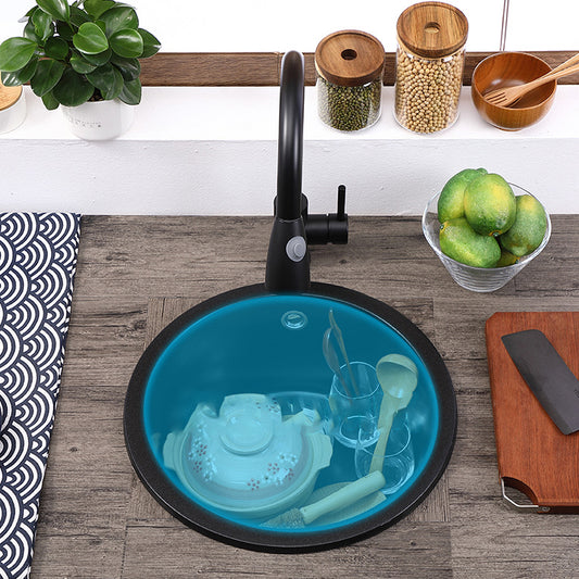 Quartz Kitchen Sink Modern Single Bowl Kitchen Sink with Round Shape Clearhalo 'Home Improvement' 'home_improvement' 'home_improvement_kitchen_sinks' 'Kitchen Remodel & Kitchen Fixtures' 'Kitchen Sinks & Faucet Components' 'Kitchen Sinks' 'kitchen_sinks' 6727490