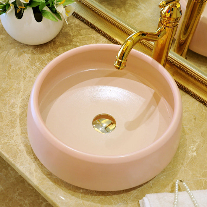 Traditional Bathroom Sink Porcelain Round Vessel Sink with Pop-Up Drain Clearhalo 'Bathroom Remodel & Bathroom Fixtures' 'Bathroom Sinks & Faucet Components' 'Bathroom Sinks' 'bathroom_sink' 'Home Improvement' 'home_improvement' 'home_improvement_bathroom_sink' 6727518