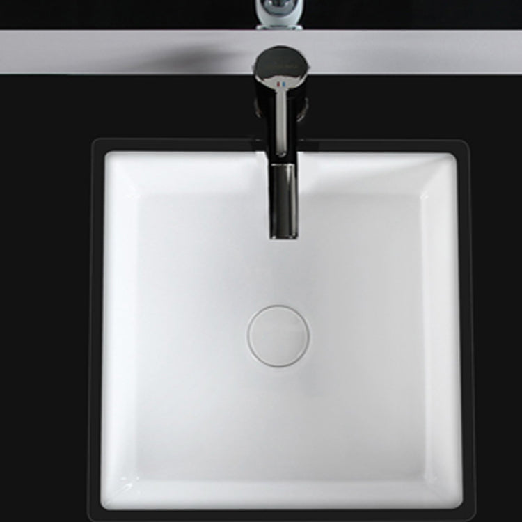Modern Bathroom Sink Square Ceramic 1-Hole Overflow Sink with Faucet Clearhalo 'Bathroom Remodel & Bathroom Fixtures' 'Bathroom Sinks & Faucet Components' 'Bathroom Sinks' 'bathroom_sink' 'Home Improvement' 'home_improvement' 'home_improvement_bathroom_sink' 6727539