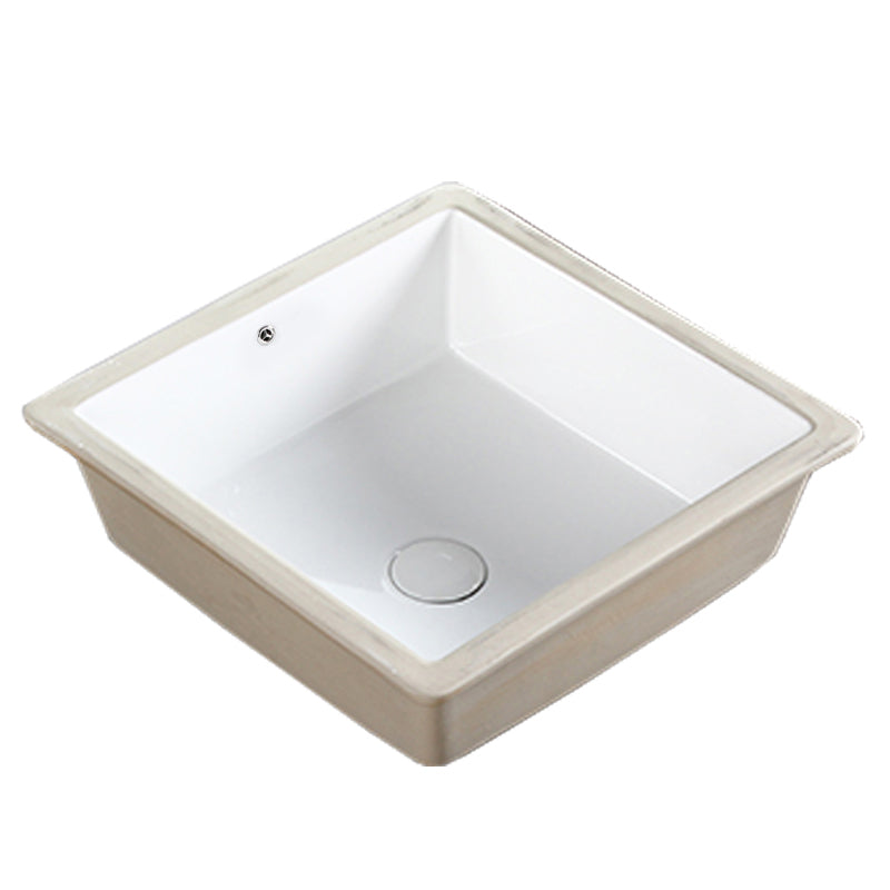 Modern Bathroom Sink Square Ceramic 1-Hole Overflow Sink with Faucet Clearhalo 'Bathroom Remodel & Bathroom Fixtures' 'Bathroom Sinks & Faucet Components' 'Bathroom Sinks' 'bathroom_sink' 'Home Improvement' 'home_improvement' 'home_improvement_bathroom_sink' 6727542