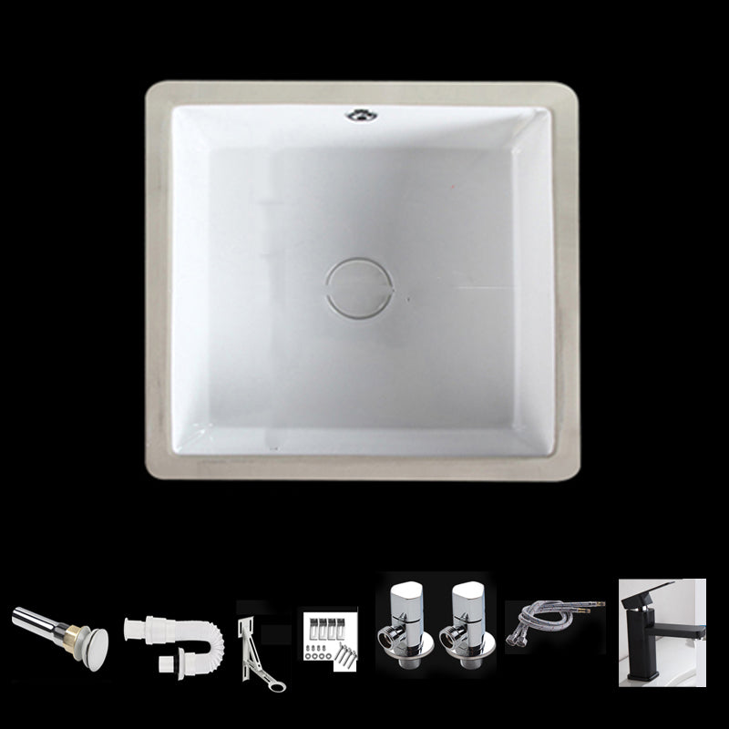 Modern Bathroom Sink Square Ceramic 1-Hole Overflow Sink with Faucet Black Rectangular Faucet Sink with Faucet Clearhalo 'Bathroom Remodel & Bathroom Fixtures' 'Bathroom Sinks & Faucet Components' 'Bathroom Sinks' 'bathroom_sink' 'Home Improvement' 'home_improvement' 'home_improvement_bathroom_sink' 6727545