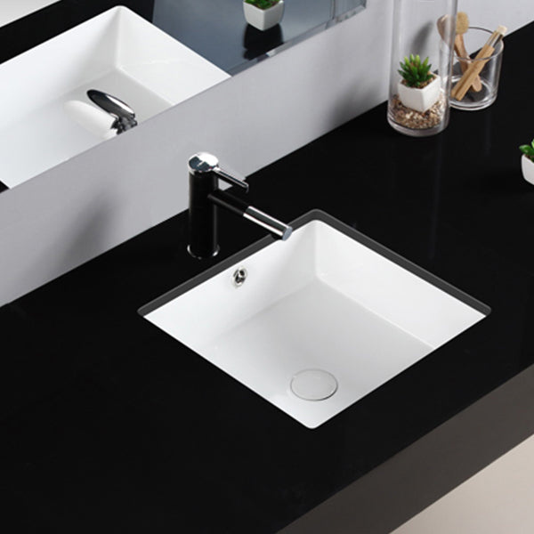 Modern Bathroom Sink Square Ceramic 1-Hole Overflow Sink with Faucet Black Swivel Spout Sink with Faucet Clearhalo 'Bathroom Remodel & Bathroom Fixtures' 'Bathroom Sinks & Faucet Components' 'Bathroom Sinks' 'bathroom_sink' 'Home Improvement' 'home_improvement' 'home_improvement_bathroom_sink' 6727552