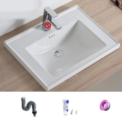 Modern Bathroom Sink Porcelain Rectangular Drop-in Bathroom Sink with Pop-Up Drain 24"L x 17"W x 5"H Sink Clearhalo 'Bathroom Remodel & Bathroom Fixtures' 'Bathroom Sinks & Faucet Components' 'Bathroom Sinks' 'bathroom_sink' 'Home Improvement' 'home_improvement' 'home_improvement_bathroom_sink' 6727596