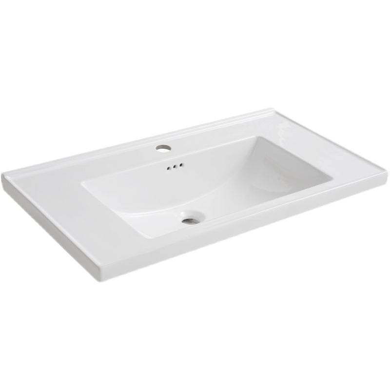 Modern Bathroom Sink Porcelain Rectangular Drop-in Bathroom Sink with Pop-Up Drain Clearhalo 'Bathroom Remodel & Bathroom Fixtures' 'Bathroom Sinks & Faucet Components' 'Bathroom Sinks' 'bathroom_sink' 'Home Improvement' 'home_improvement' 'home_improvement_bathroom_sink' 6727598