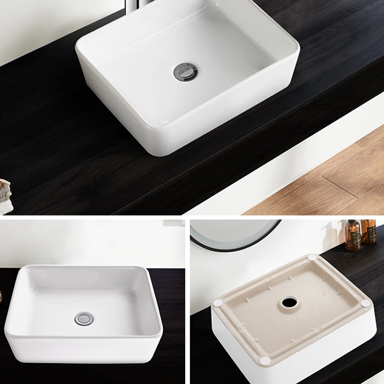 Modern Bathroom Sink Porcelain Square Vessel Lavatory Sink with Pop-Up Drain Clearhalo 'Bathroom Remodel & Bathroom Fixtures' 'Bathroom Sinks & Faucet Components' 'Bathroom Sinks' 'bathroom_sink' 'Home Improvement' 'home_improvement' 'home_improvement_bathroom_sink' 6727640