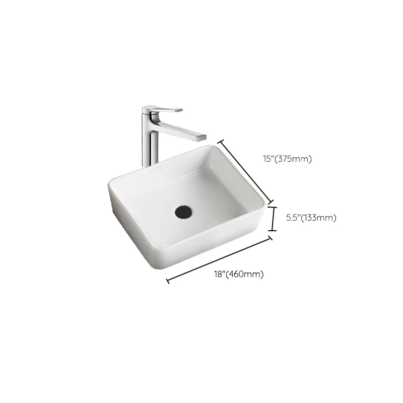 Modern Bathroom Sink Porcelain Square Vessel Lavatory Sink with Pop-Up Drain Clearhalo 'Bathroom Remodel & Bathroom Fixtures' 'Bathroom Sinks & Faucet Components' 'Bathroom Sinks' 'bathroom_sink' 'Home Improvement' 'home_improvement' 'home_improvement_bathroom_sink' 6727644