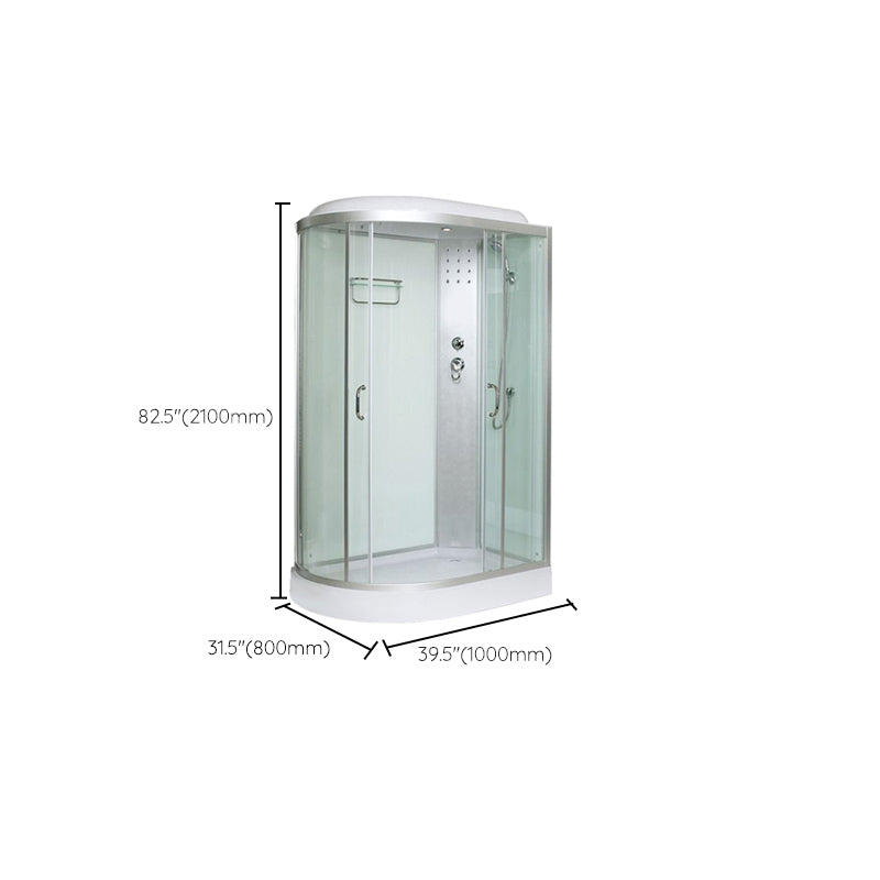 Tempered Glass Double Sliding Shower Enclosure White Frame One Piece Shower Enclosure Clearhalo 'Bathroom Remodel & Bathroom Fixtures' 'Home Improvement' 'home_improvement' 'home_improvement_shower_stalls_enclosures' 'Shower Stalls & Enclosures' 'shower_stalls_enclosures' 'Showers & Bathtubs' 6727656