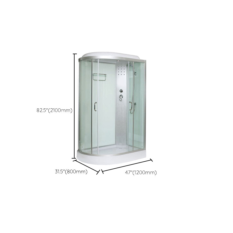 Tempered Glass Double Sliding Shower Enclosure White Frame One Piece Shower Enclosure Clearhalo 'Bathroom Remodel & Bathroom Fixtures' 'Home Improvement' 'home_improvement' 'home_improvement_shower_stalls_enclosures' 'Shower Stalls & Enclosures' 'shower_stalls_enclosures' 'Showers & Bathtubs' 6727658