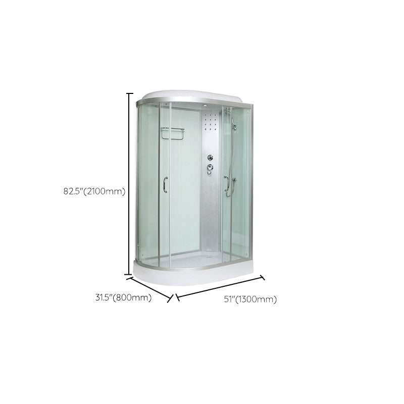 Tempered Glass Double Sliding Shower Enclosure White Frame One Piece Shower Enclosure Clearhalo 'Bathroom Remodel & Bathroom Fixtures' 'Home Improvement' 'home_improvement' 'home_improvement_shower_stalls_enclosures' 'Shower Stalls & Enclosures' 'shower_stalls_enclosures' 'Showers & Bathtubs' 6727660