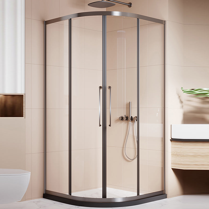 Semi-Frameless Tempered Glass Shower Enclosure with Pedestal Half-Framed Shower Enclosure Gray Clearhalo 'Bathroom Remodel & Bathroom Fixtures' 'Home Improvement' 'home_improvement' 'home_improvement_shower_stalls_enclosures' 'Shower Stalls & Enclosures' 'shower_stalls_enclosures' 'Showers & Bathtubs' 6727666