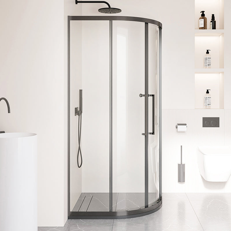 Semi-Frameless Tempered Glass Shower Enclosure with Pedestal Half-Framed Shower Enclosure Clearhalo 'Bathroom Remodel & Bathroom Fixtures' 'Home Improvement' 'home_improvement' 'home_improvement_shower_stalls_enclosures' 'Shower Stalls & Enclosures' 'shower_stalls_enclosures' 'Showers & Bathtubs' 6727668