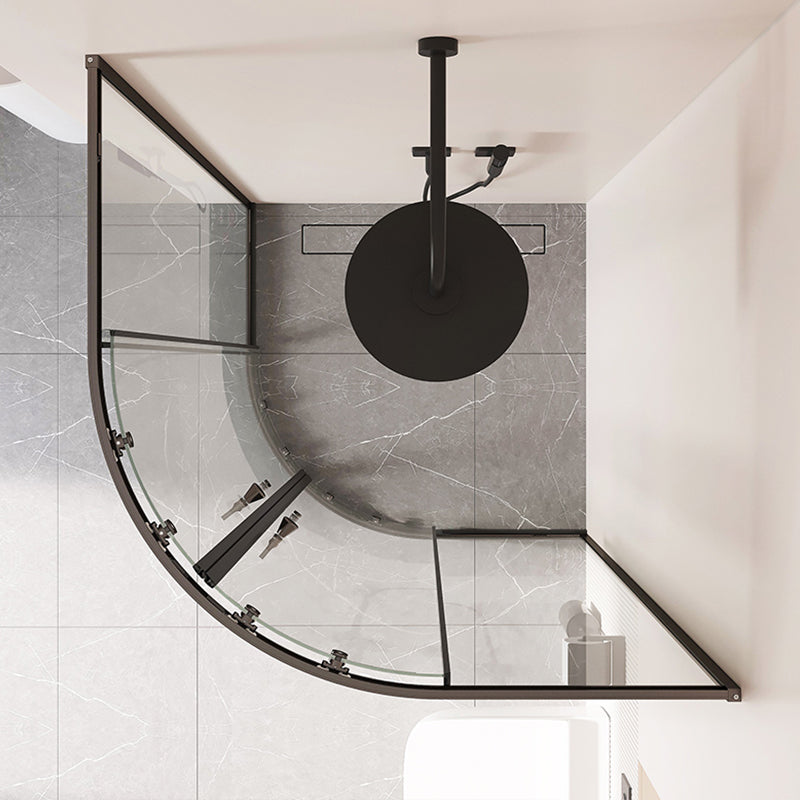 Semi-Frameless Tempered Glass Shower Enclosure with Pedestal Half-Framed Shower Enclosure Clearhalo 'Bathroom Remodel & Bathroom Fixtures' 'Home Improvement' 'home_improvement' 'home_improvement_shower_stalls_enclosures' 'Shower Stalls & Enclosures' 'shower_stalls_enclosures' 'Showers & Bathtubs' 6727669