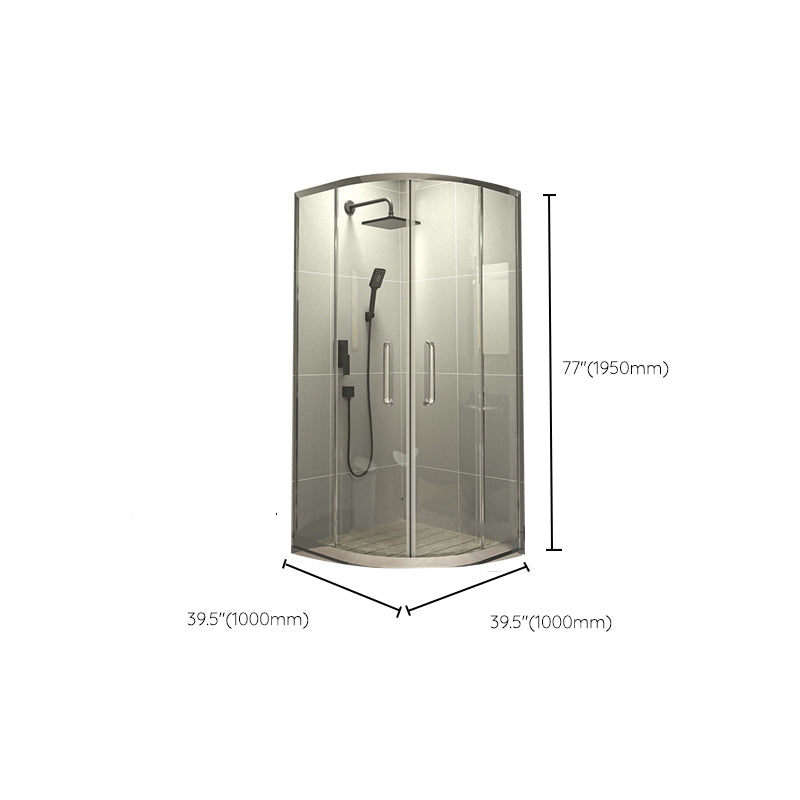 Linear Sliding Shower Enclosure Metal Semi-Frameless Shower Enclosure Clearhalo 'Bathroom Remodel & Bathroom Fixtures' 'Home Improvement' 'home_improvement' 'home_improvement_shower_stalls_enclosures' 'Shower Stalls & Enclosures' 'shower_stalls_enclosures' 'Showers & Bathtubs' 6727698