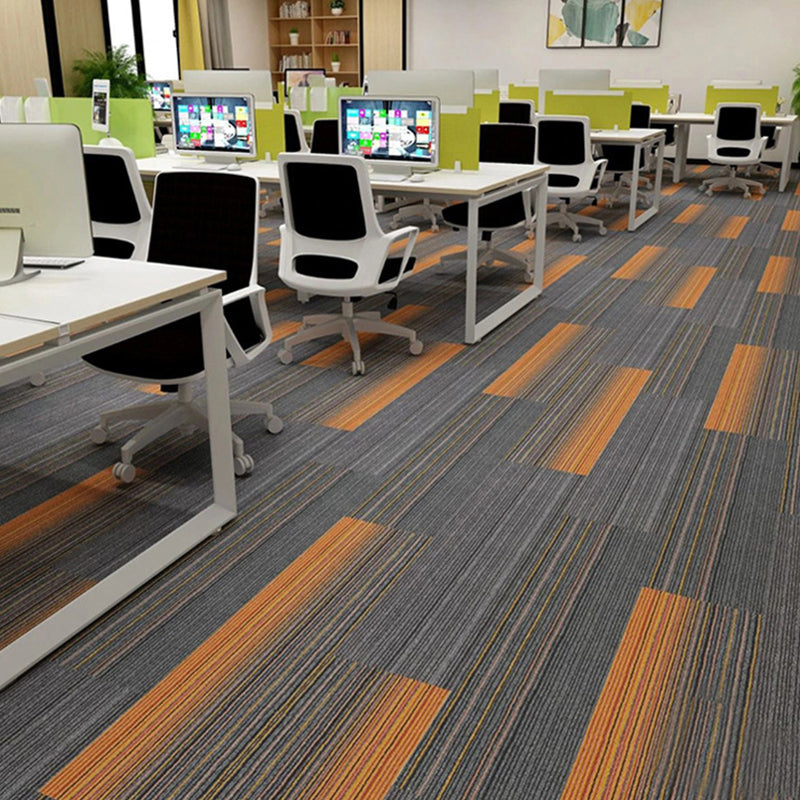Carpet Tile Non-Skid Fade Resistant Geometry Self Peel and Stick Carpet Tiles Living Room Grey Orange 9-Piece Set Clearhalo 'Carpet Tiles & Carpet Squares' 'carpet_tiles_carpet_squares' 'Flooring 'Home Improvement' 'home_improvement' 'home_improvement_carpet_tiles_carpet_squares' Walls and Ceiling' 6727779