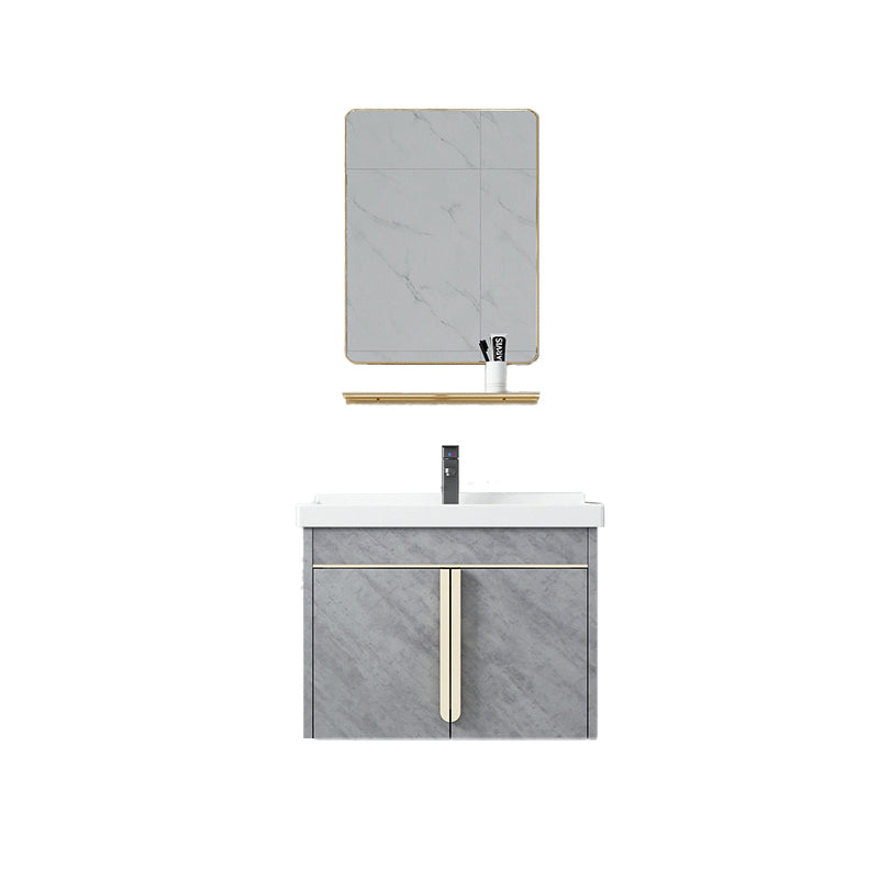 Contemporary Sink Vanity Mirror Cabinet Wall Mount Vanity Cabinet with Storage Shelving Vanity & Faucet & Mirrors 24"L x 19"W x 19"H Ceramic Clearhalo 'Bathroom Remodel & Bathroom Fixtures' 'Bathroom Vanities' 'bathroom_vanities' 'Home Improvement' 'home_improvement' 'home_improvement_bathroom_vanities' 6727896