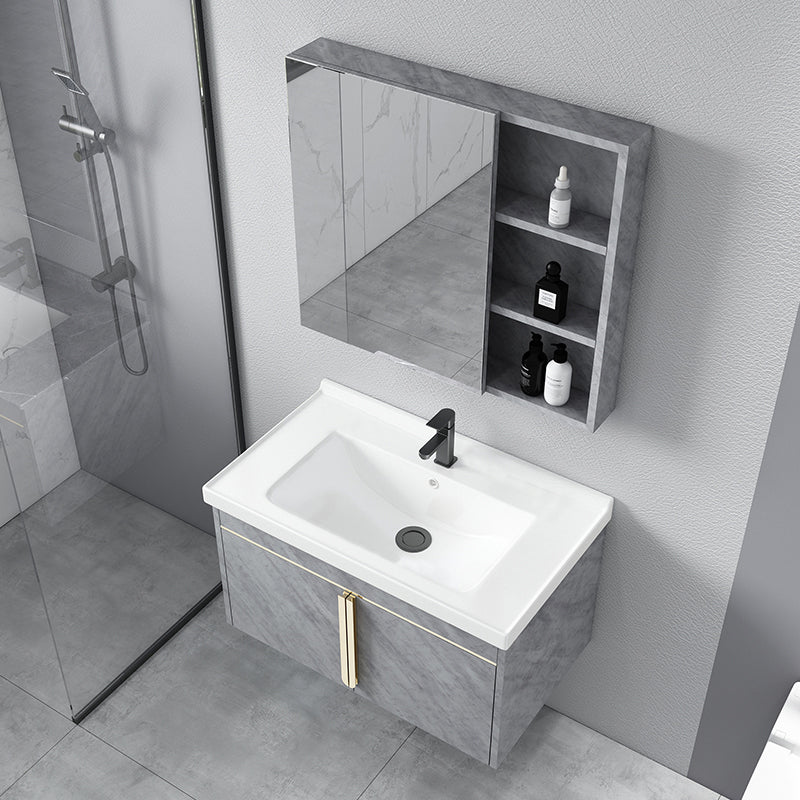 Contemporary Sink Vanity Mirror Cabinet Wall Mount Vanity Cabinet with Storage Shelving Clearhalo 'Bathroom Remodel & Bathroom Fixtures' 'Bathroom Vanities' 'bathroom_vanities' 'Home Improvement' 'home_improvement' 'home_improvement_bathroom_vanities' 6727898
