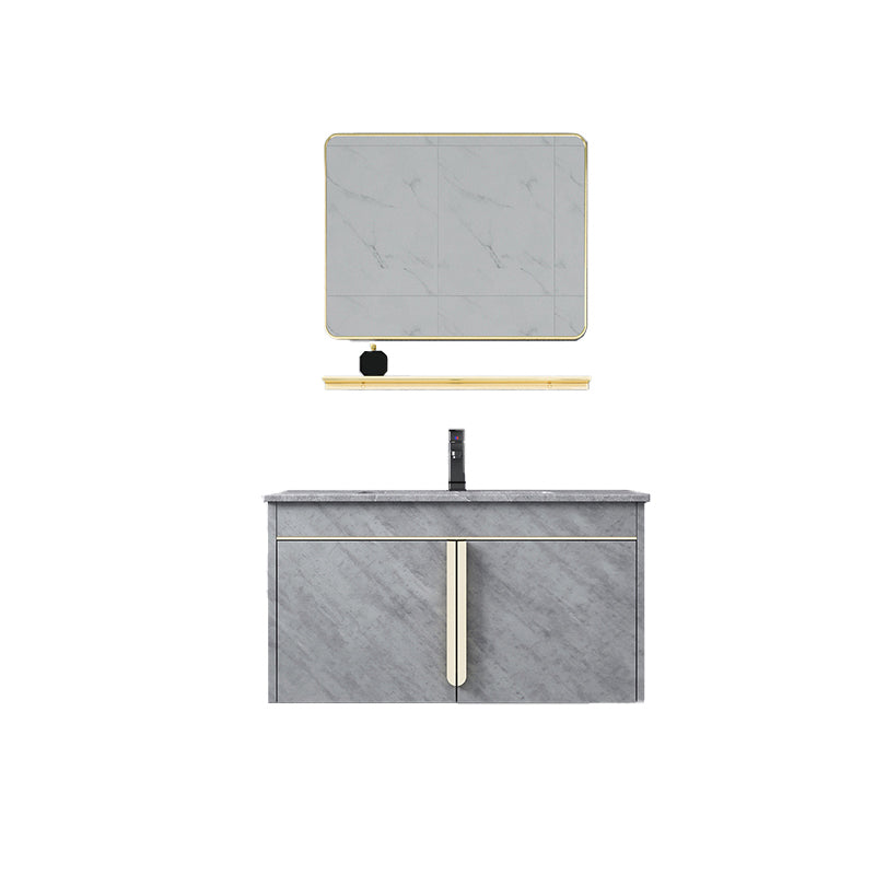 Contemporary Sink Vanity Mirror Cabinet Wall Mount Vanity Cabinet with Storage Shelving Vanity & Faucet & Mirrors Stone Clearhalo 'Bathroom Remodel & Bathroom Fixtures' 'Bathroom Vanities' 'bathroom_vanities' 'Home Improvement' 'home_improvement' 'home_improvement_bathroom_vanities' 6727901
