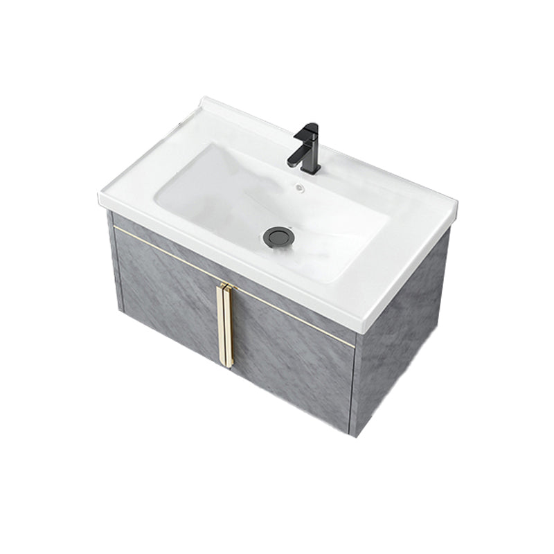 Contemporary Sink Vanity Mirror Cabinet Wall Mount Vanity Cabinet with Storage Shelving Vanity & Faucet Ceramic Clearhalo 'Bathroom Remodel & Bathroom Fixtures' 'Bathroom Vanities' 'bathroom_vanities' 'Home Improvement' 'home_improvement' 'home_improvement_bathroom_vanities' 6727905