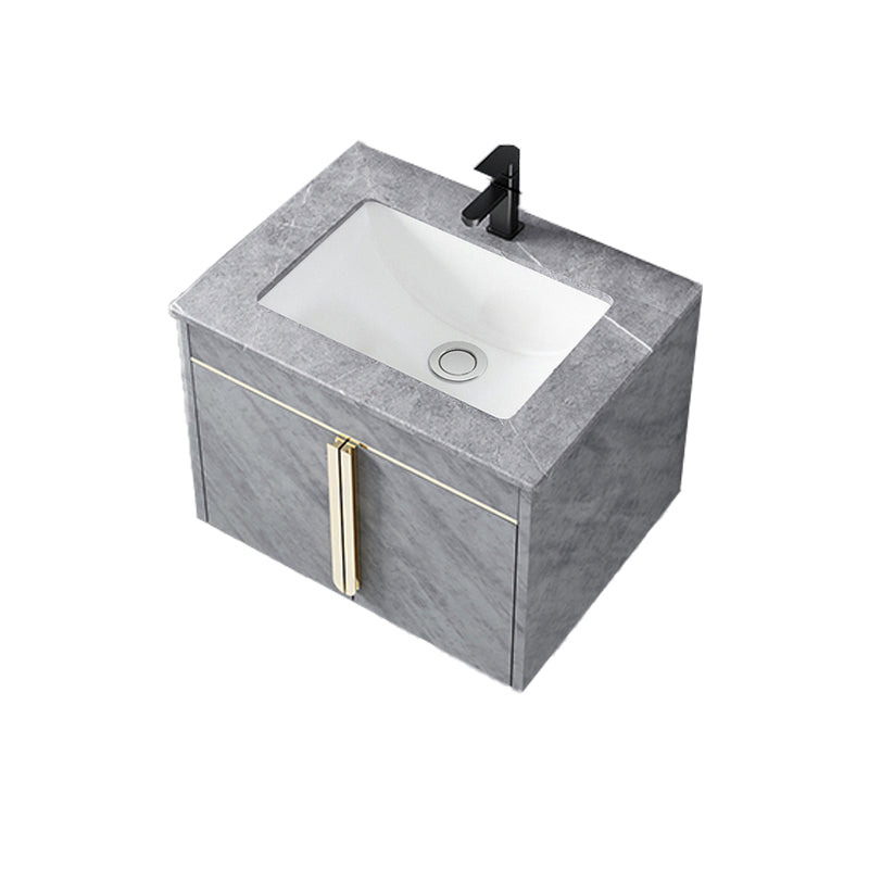 Contemporary Sink Vanity Mirror Cabinet Wall Mount Vanity Cabinet with Storage Shelving Vanity & Faucet 24"L x 19"W x 17"H Stone Clearhalo 'Bathroom Remodel & Bathroom Fixtures' 'Bathroom Vanities' 'bathroom_vanities' 'Home Improvement' 'home_improvement' 'home_improvement_bathroom_vanities' 6727908