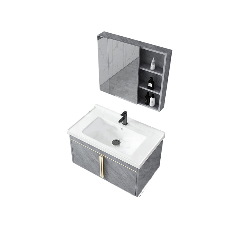 Contemporary Sink Vanity Mirror Cabinet Wall Mount Vanity Cabinet with Storage Shelving Vanity & Faucet & Mirror Cabinet Ceramic Clearhalo 'Bathroom Remodel & Bathroom Fixtures' 'Bathroom Vanities' 'bathroom_vanities' 'Home Improvement' 'home_improvement' 'home_improvement_bathroom_vanities' 6727917