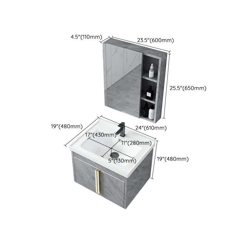 Contemporary Sink Vanity Mirror Cabinet Wall Mount Vanity Cabinet with Storage Shelving Clearhalo 'Bathroom Remodel & Bathroom Fixtures' 'Bathroom Vanities' 'bathroom_vanities' 'Home Improvement' 'home_improvement' 'home_improvement_bathroom_vanities' 6727926