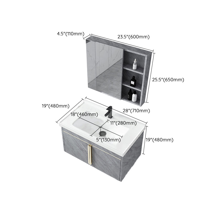 Contemporary Sink Vanity Mirror Cabinet Wall Mount Vanity Cabinet with Storage Shelving Clearhalo 'Bathroom Remodel & Bathroom Fixtures' 'Bathroom Vanities' 'bathroom_vanities' 'Home Improvement' 'home_improvement' 'home_improvement_bathroom_vanities' 6727927