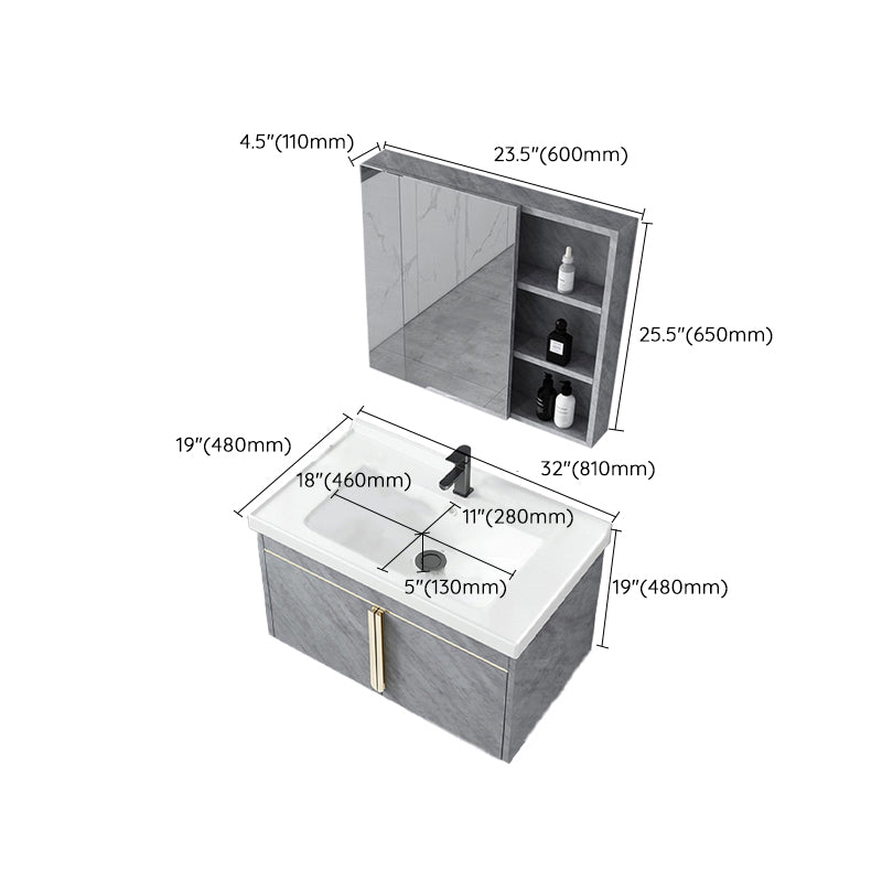 Contemporary Sink Vanity Mirror Cabinet Wall Mount Vanity Cabinet with Storage Shelving Clearhalo 'Bathroom Remodel & Bathroom Fixtures' 'Bathroom Vanities' 'bathroom_vanities' 'Home Improvement' 'home_improvement' 'home_improvement_bathroom_vanities' 6727928