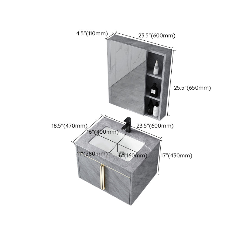Contemporary Sink Vanity Mirror Cabinet Wall Mount Vanity Cabinet with Storage Shelving Clearhalo 'Bathroom Remodel & Bathroom Fixtures' 'Bathroom Vanities' 'bathroom_vanities' 'Home Improvement' 'home_improvement' 'home_improvement_bathroom_vanities' 6727929