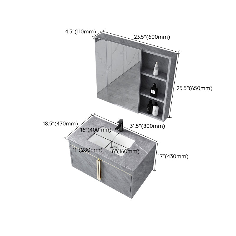 Contemporary Sink Vanity Mirror Cabinet Wall Mount Vanity Cabinet with Storage Shelving Clearhalo 'Bathroom Remodel & Bathroom Fixtures' 'Bathroom Vanities' 'bathroom_vanities' 'Home Improvement' 'home_improvement' 'home_improvement_bathroom_vanities' 6727931