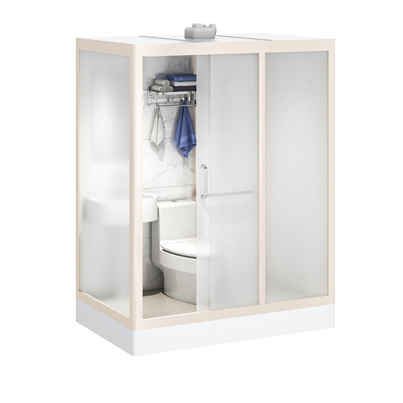 Modern Framed Tempered Glass Shower Kit with Base Included Framed Shower Stall in White Front Opening Clearhalo 'Bathroom Remodel & Bathroom Fixtures' 'Home Improvement' 'home_improvement' 'home_improvement_shower_stalls_enclosures' 'Shower Stalls & Enclosures' 'shower_stalls_enclosures' 'Showers & Bathtubs' 6728003
