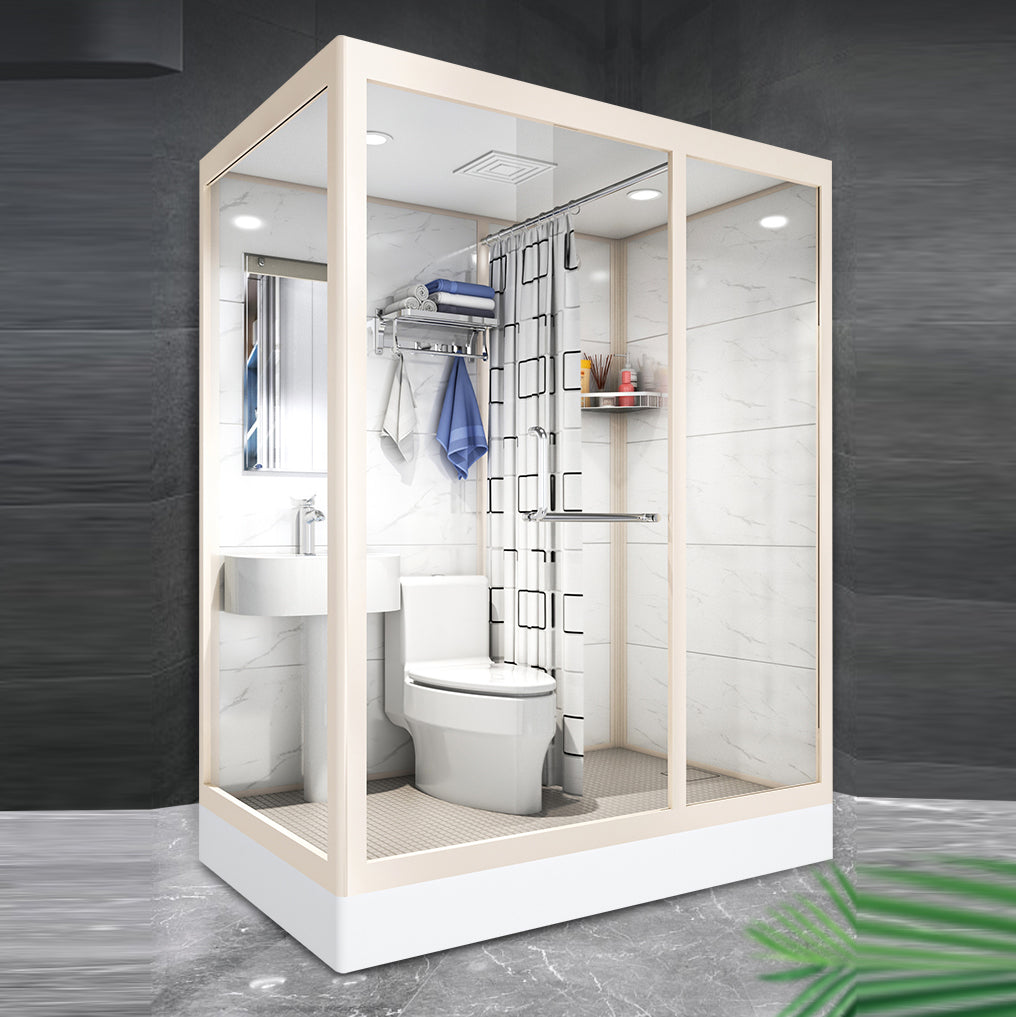 Modern Framed Tempered Glass Shower Kit with Base Included Framed Shower Stall in White Clearhalo 'Bathroom Remodel & Bathroom Fixtures' 'Home Improvement' 'home_improvement' 'home_improvement_shower_stalls_enclosures' 'Shower Stalls & Enclosures' 'shower_stalls_enclosures' 'Showers & Bathtubs' 6728006