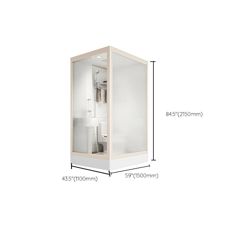 Modern Framed Tempered Glass Shower Kit with Base Included Framed Shower Stall in White Clearhalo 'Bathroom Remodel & Bathroom Fixtures' 'Home Improvement' 'home_improvement' 'home_improvement_shower_stalls_enclosures' 'Shower Stalls & Enclosures' 'shower_stalls_enclosures' 'Showers & Bathtubs' 6728015