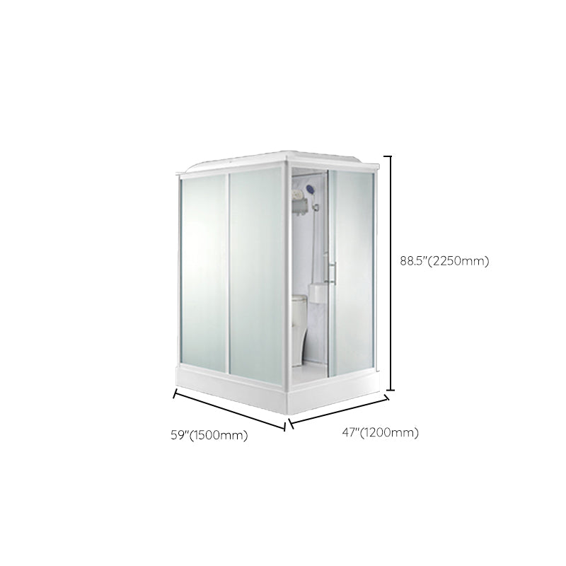 Modern Frosted Glass Single Sliding Shower Enclosure Framed Shower Enclosure in White Clearhalo 'Bathroom Remodel & Bathroom Fixtures' 'Home Improvement' 'home_improvement' 'home_improvement_shower_stalls_enclosures' 'Shower Stalls & Enclosures' 'shower_stalls_enclosures' 'Showers & Bathtubs' 6728033