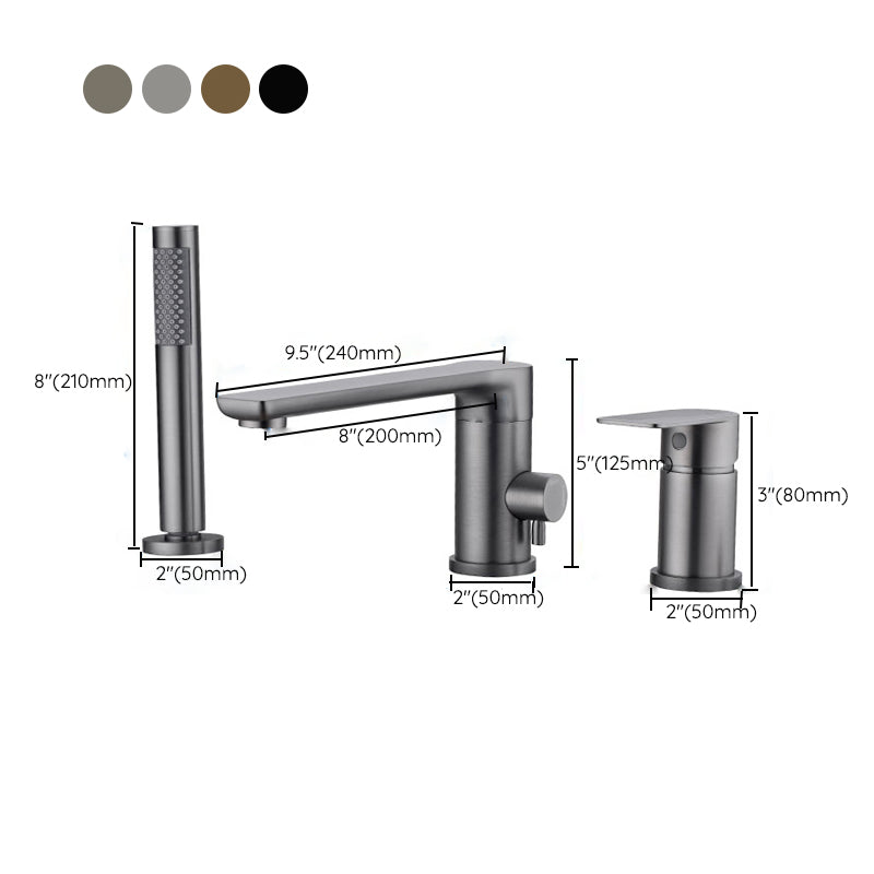 Deck Mounted Copper Roman Tub Faucet Low Arc Roman Freestanding Faucet Clearhalo 'Bathroom Remodel & Bathroom Fixtures' 'Bathtub Faucets' 'bathtub_faucets' 'Home Improvement' 'home_improvement' 'home_improvement_bathtub_faucets' 6728053