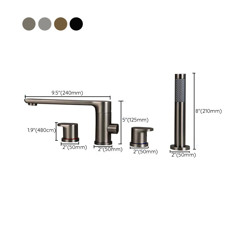 Deck Mounted Copper Roman Tub Faucet Low Arc Roman Freestanding Faucet Clearhalo 'Bathroom Remodel & Bathroom Fixtures' 'Bathtub Faucets' 'bathtub_faucets' 'Home Improvement' 'home_improvement' 'home_improvement_bathtub_faucets' 6728054