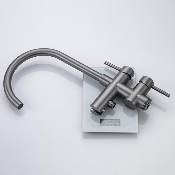 Modern Floor Mounted Metal Freestanding Tub Filler Swivel High Arc Freestanding Faucet Clearhalo 'Bathroom Remodel & Bathroom Fixtures' 'Bathtub Faucets' 'bathtub_faucets' 'Home Improvement' 'home_improvement' 'home_improvement_bathtub_faucets' 6728072