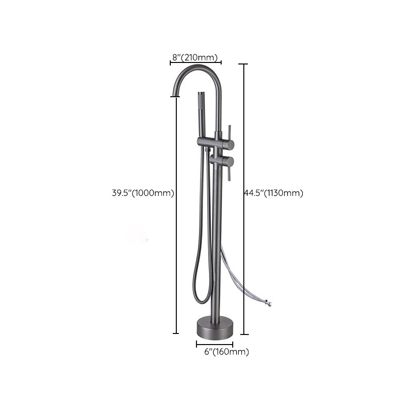 Modern Floor Mounted Metal Freestanding Tub Filler Swivel High Arc Freestanding Faucet Clearhalo 'Bathroom Remodel & Bathroom Fixtures' 'Bathtub Faucets' 'bathtub_faucets' 'Home Improvement' 'home_improvement' 'home_improvement_bathtub_faucets' 6728073